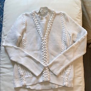 White + Warren Knitted V White Sweater